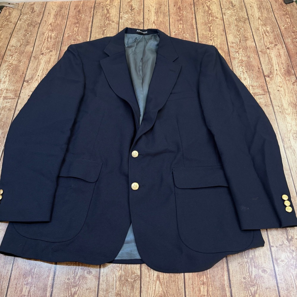 Stafford Classic Blazer Sport Coat Mens size 44R Blue Gold Tone Buttons